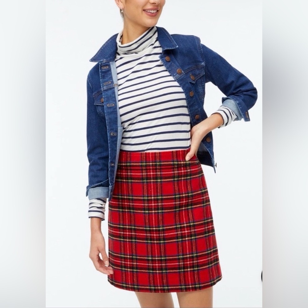 J. Crew Red Plaid A-Line Skirt- Stewart tartan